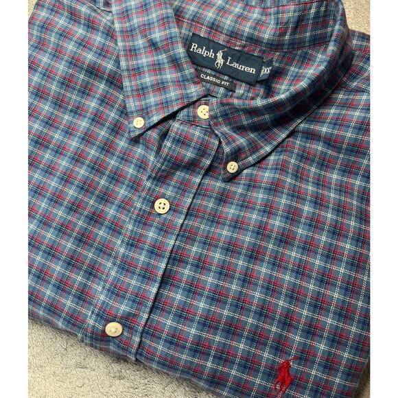 Ralph Lauren Other - Ralph Lauren Blue Red Checked Classic Fit Button Down XXL